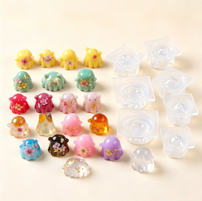 7pcs Mini Cute Ghost Figurine Resin Mold Set