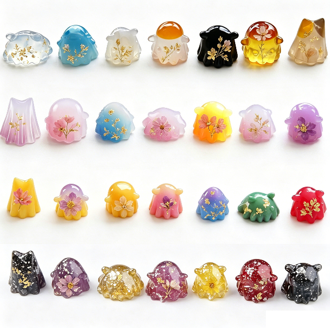 7pcs Mini Cute Ghost Figurine Resin Mold Set
