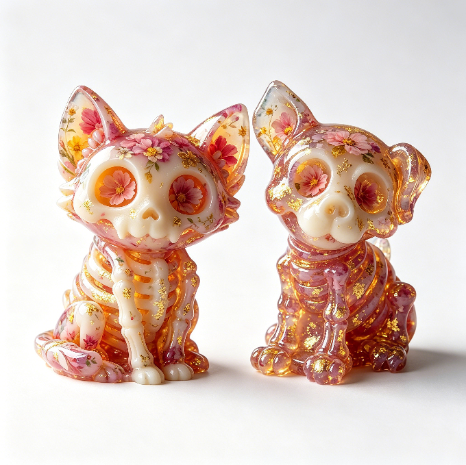 Skull Kitten& Puppy Figurines Resin Molds