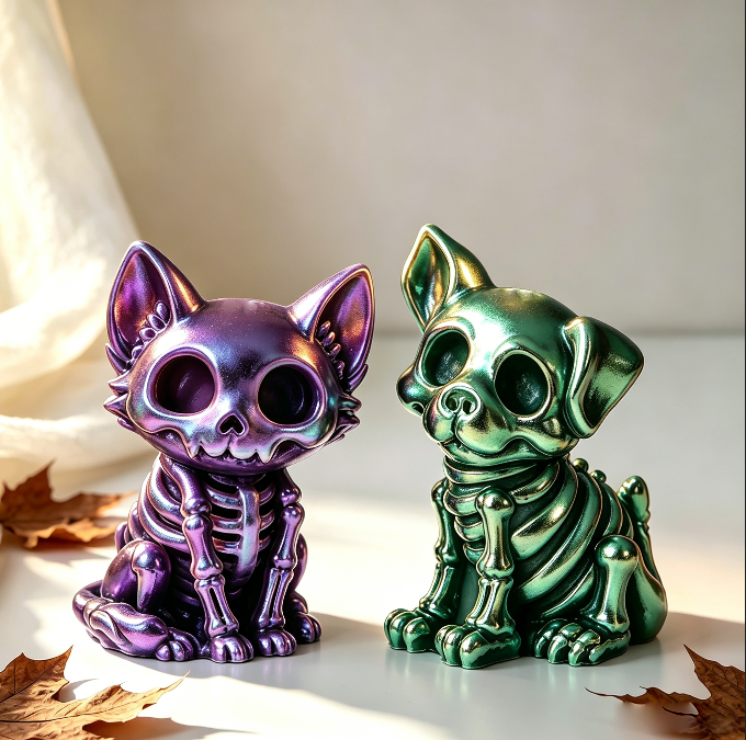 Skull Kitten& Puppy Figurines Resin Molds