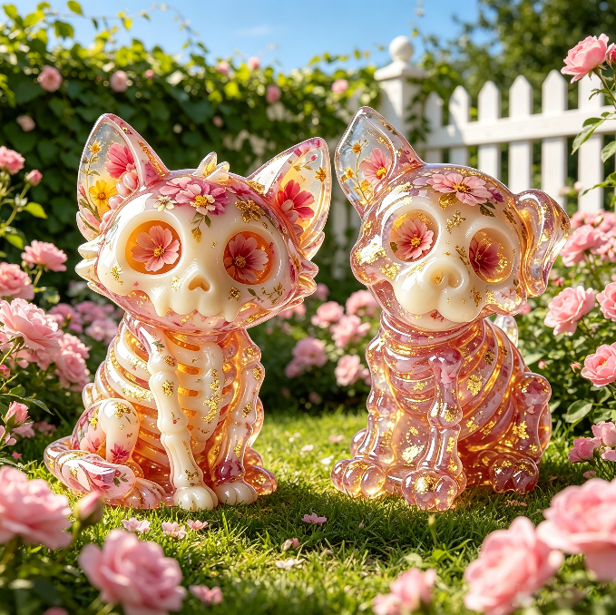 Skull Kitten& Puppy Figurines Resin Molds
