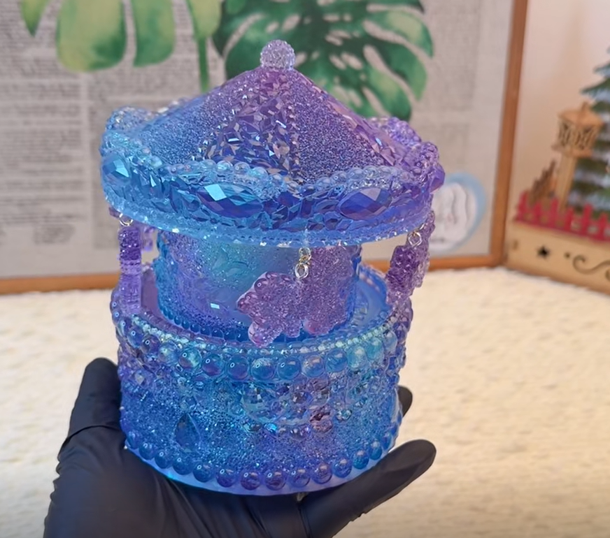 Handmade Diamond Carousel Music Box Resin Mold Set【Purchase includes mold only, accessories are not included.】