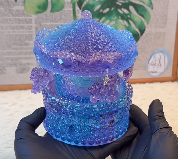 Handmade Diamond Carousel Music Box Resin Mold Set【Purchase includes mold only, accessories are not included.】