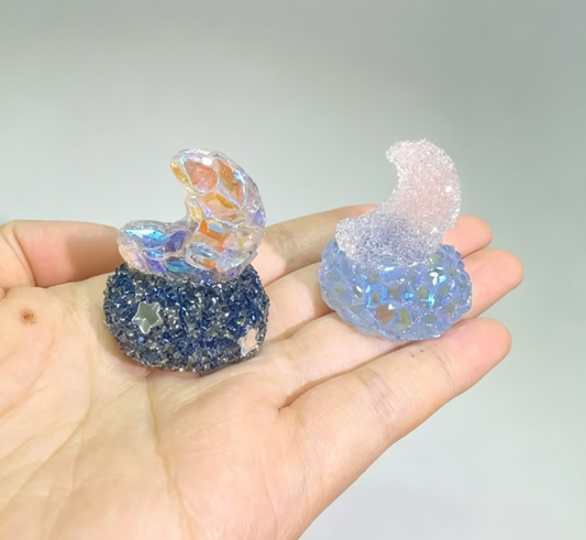 Handmade Diamond Moon Mini Figurine Resin Mold