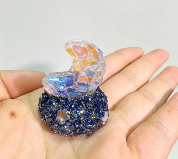 Handmade Diamond Moon Mini Figurine Resin Mold