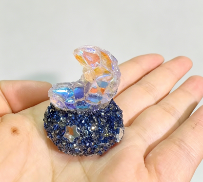 Handmade Diamond Moon Mini Figurine Resin Mold