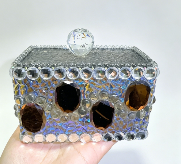 Handmade Large Diamond Water Ripple Texture Divided Storage Box Resin Mold