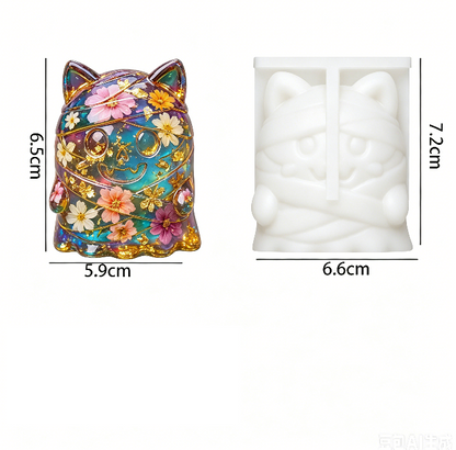 Cute Ghost Bandage Cat Figurine Resin Mold