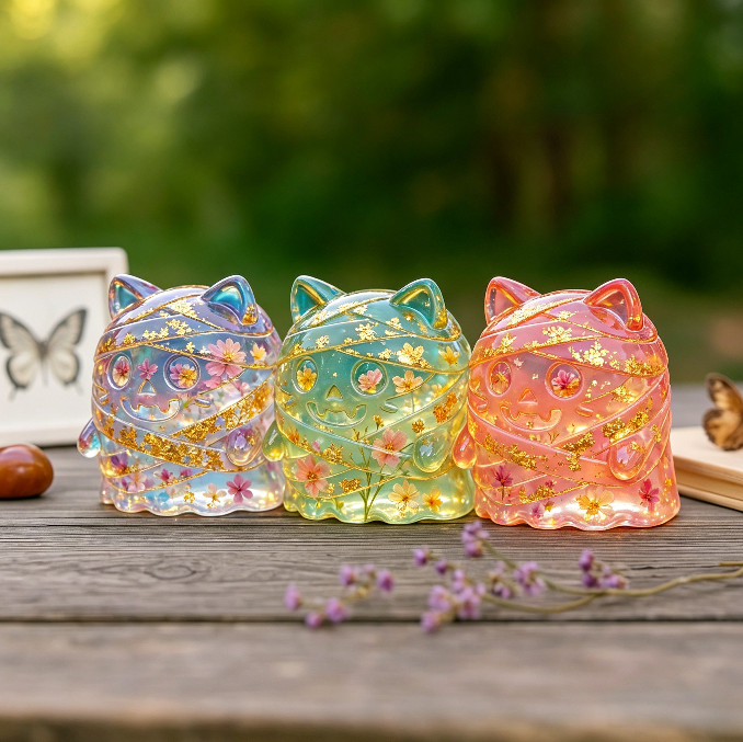 Cute Ghost Bandage Cat Figurine Resin Mold