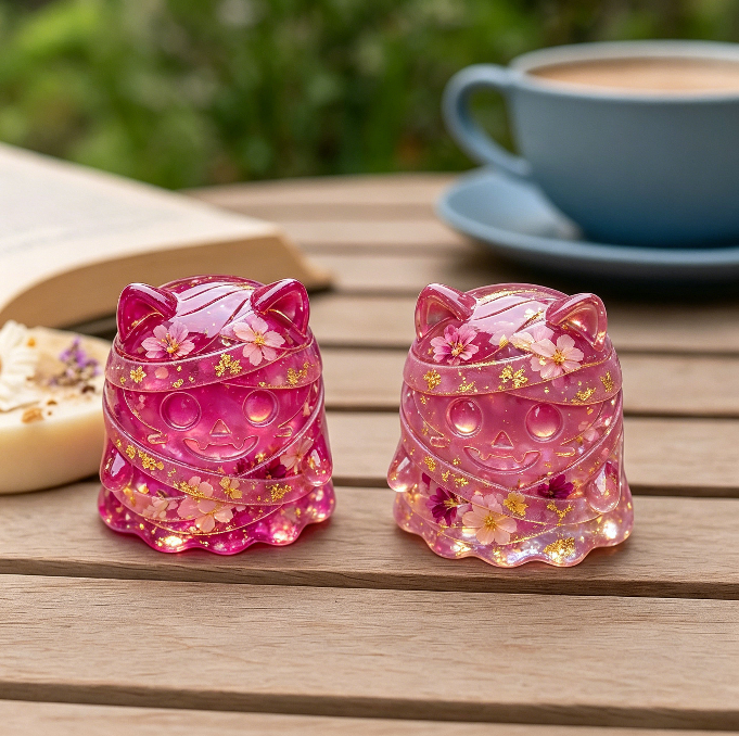 Cute Ghost Bandage Cat Figurine Resin Mold