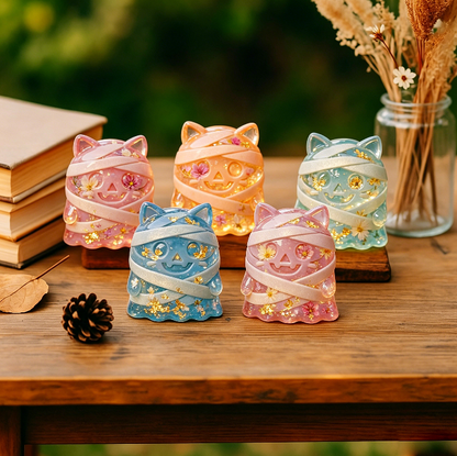 Cute Ghost Bandage Cat Figurine Resin Mold