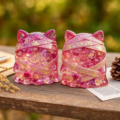 Cute Ghost Bandage Cat Figurine Resin Mold