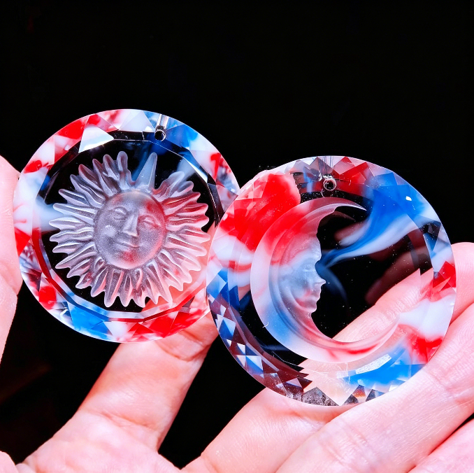 Handmade Crystal 2-in-1 Hole Sun&Moon Tag Resin Mold