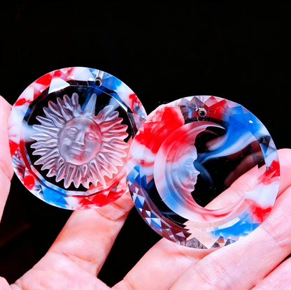 Handmade Crystal 2-in-1 Hole Sun&Moon Tag Resin Mold