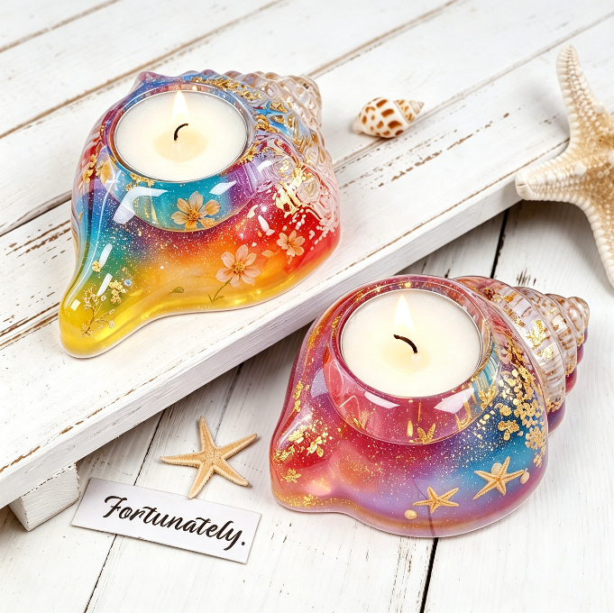 2-in-1 Seashell Candle Holder Figurine Resin Mold