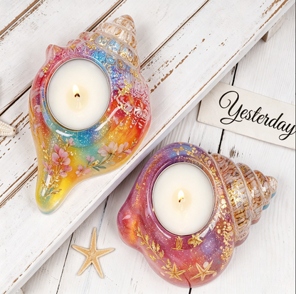 2-in-1 Seashell Candle Holder Figurine Resin Mold