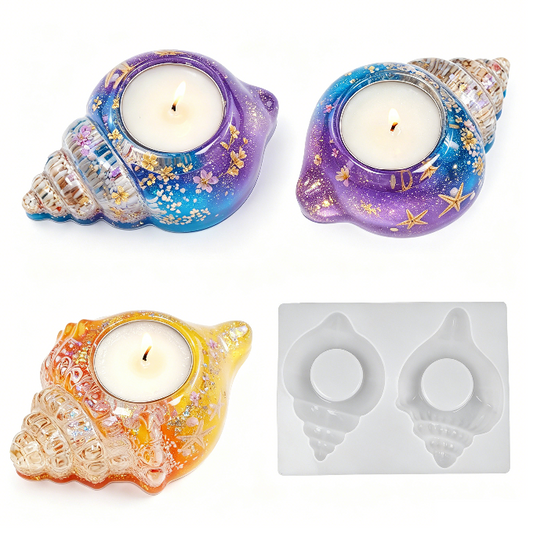 2-in-1 Seashell Candle Holder Figurine Resin Mold