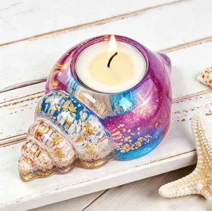 2-in-1 Seashell Candle Holder Figurine Resin Mold