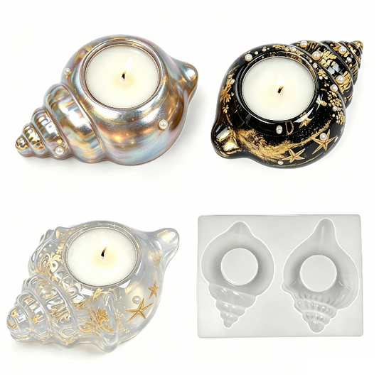 2-in-1 Seashell Candle Holder Figurine Resin Mold