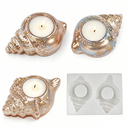 2-in-1 Seashell Candle Holder Figurine Resin Mold