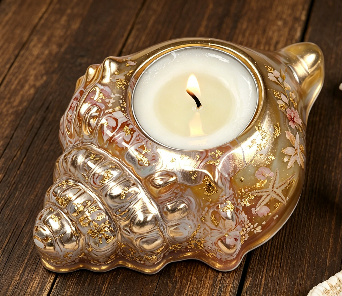 2-in-1 Seashell Candle Holder Figurine Resin Mold
