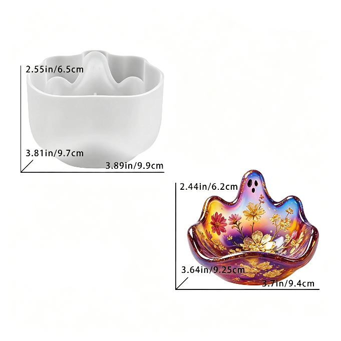 Cute Ghost Tray Storage Resin Mold DIY Jewelry Dish, Trinket Holder & Home Decor