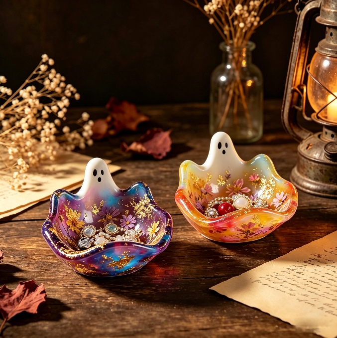 Cute Ghost Tray Storage Resin Mold DIY Jewelry Dish, Trinket Holder & Home Decor
