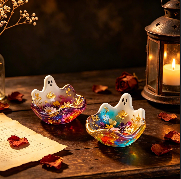 Cute Ghost Tray Storage Resin Mold DIY Jewelry Dish, Trinket Holder & Home Decor