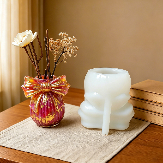Bow Striped Vase Storage Resin Mold  | DIY Decorative Vase, Organizer & Aesthetic Home Decor