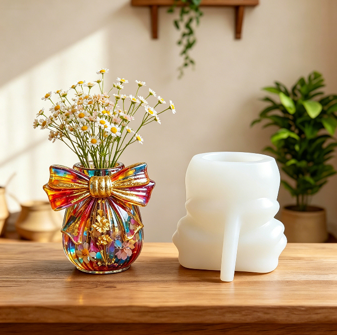 Bow Striped Vase Storage Resin Mold  | DIY Decorative Vase, Organizer & Aesthetic Home Decor