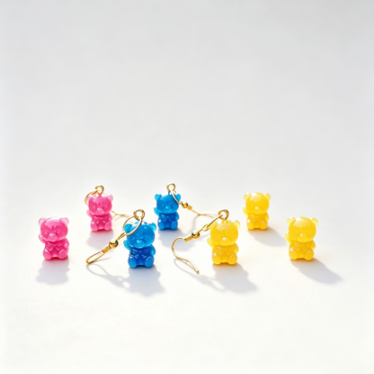 8-in-1 Cute Mini Bow Bear Resin Mold DIY Kawaii Figurines, Jewelry Charms & Craft Mold Set
