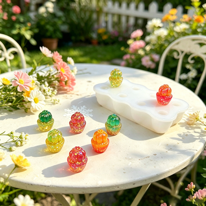8-in-1 Cute Mini Cactus Resin Mold DIY Kawaii Figurines, Jewelry Charms & Mini Decor Craft Mold