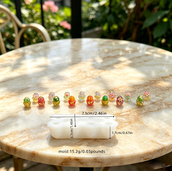 8-in-1 Cute Mini Cactus Resin Mold DIY Kawaii Figurines, Jewelry Charms & Mini Decor Craft Mold