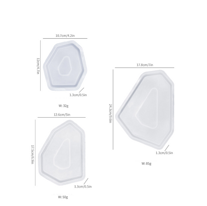 3PCS Irregular Tray Resin Mold Set DIY Abstract Coaster, Jewelry Tray & Aesthetic Home Decor