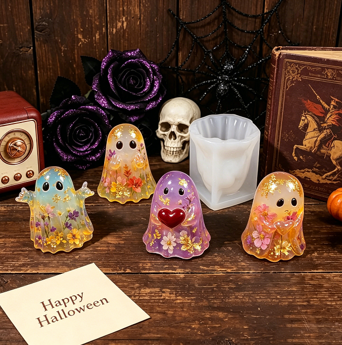 4PCS Cute Ghost Resin Mold Set