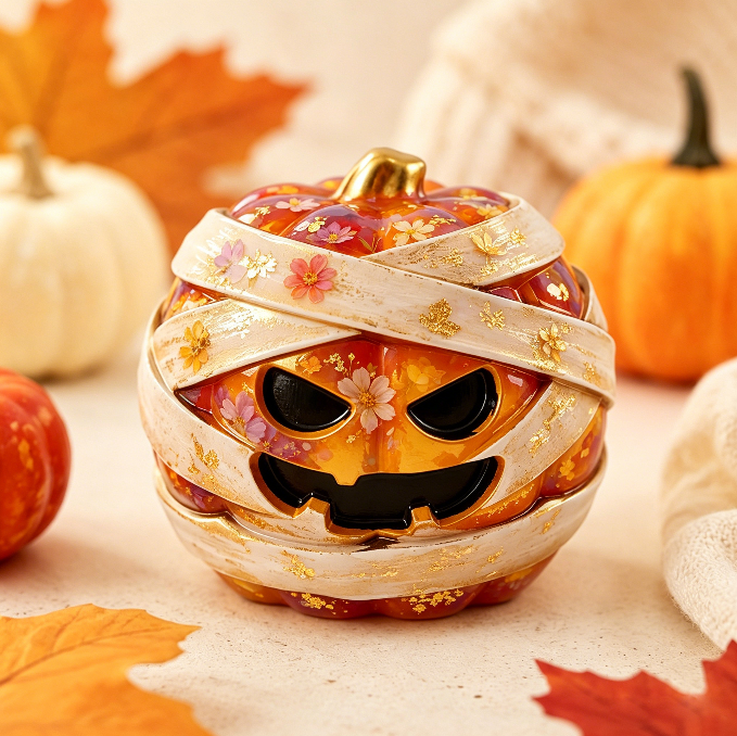 4pcs  Cat Ghost & Pumpkin Cloak Cat Skeleton Figurine Resin Mold