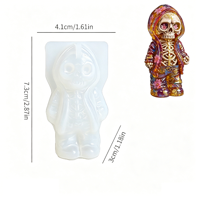 4pcs  Cat Ghost & Pumpkin Cloak Cat Skeleton Figurine Resin Mold