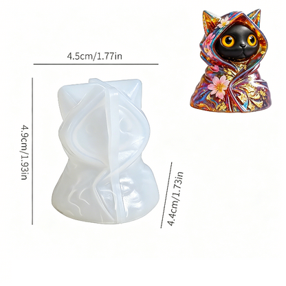 4pcs  Cat Ghost & Pumpkin Cloak Cat Skeleton Figurine Resin Mold
