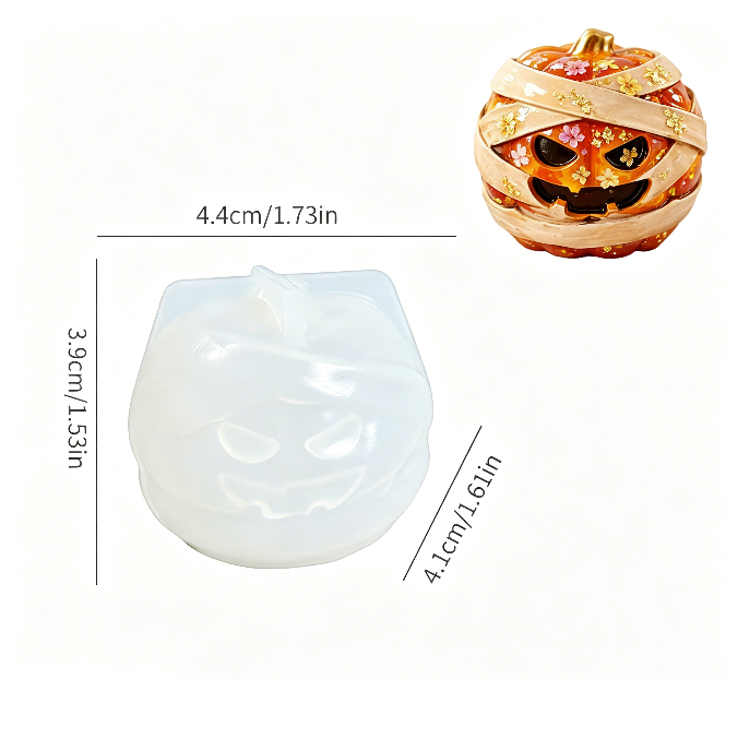 4pcs  Cat Ghost & Pumpkin Cloak Cat Skeleton Figurine Resin Mold
