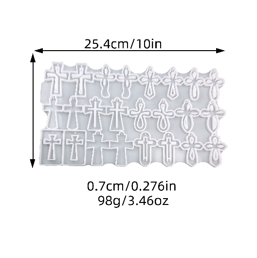 12 Styles Cross Earrings Resin Mold Set DIY Jewelry Pendants, Charms & Religious Craft Mold