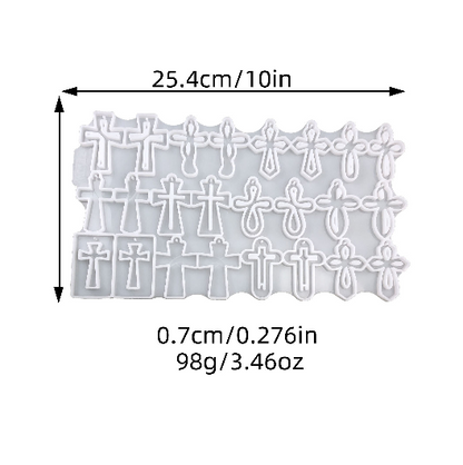 12 Styles Cross Earrings Resin Mold Set DIY Jewelry Pendants, Charms & Religious Craft Mold