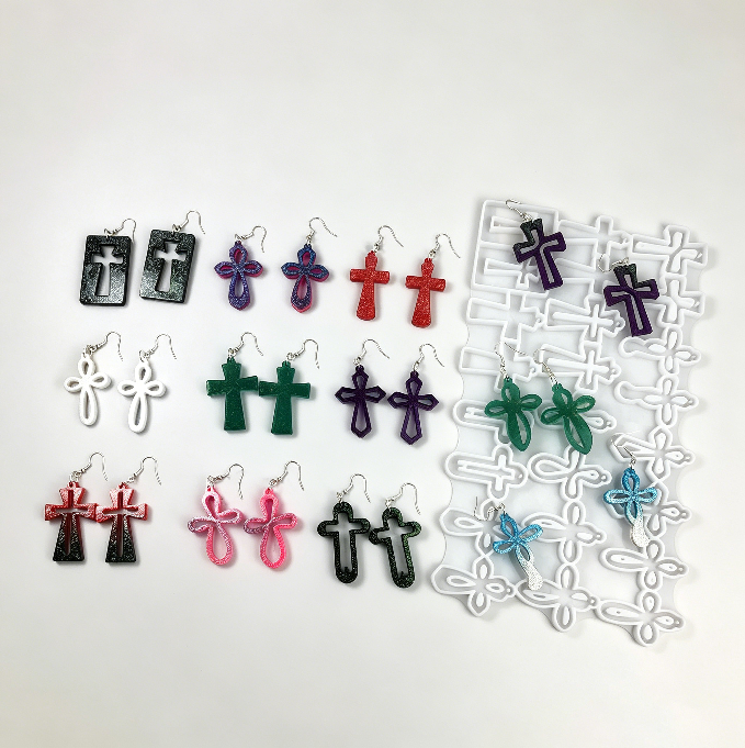 12 Styles Cross Earrings Resin Mold Set DIY Jewelry Pendants, Charms & Religious Craft Mold