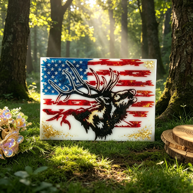 USA Flag Deer Wall Hanging Resin Mold DIY Patriotic Home Decor & Wall Ornament Craft Mold