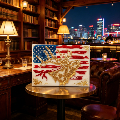 USA Flag Deer Wall Hanging Resin Mold DIY Patriotic Home Decor & Wall Ornament Craft Mold