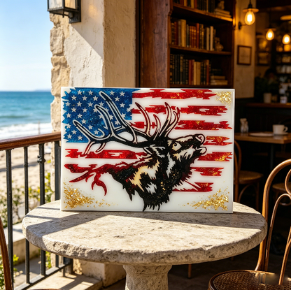 USA Flag Deer Wall Hanging Resin Mold DIY Patriotic Home Decor & Wall Ornament Craft Mold