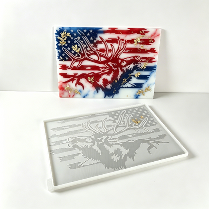 USA Flag Deer Wall Hanging Resin Mold DIY Patriotic Home Decor & Wall Ornament Craft Mold