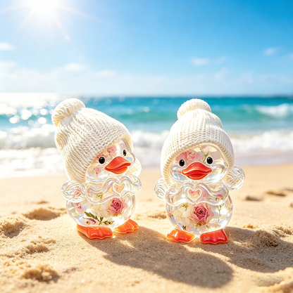 Cute Duck with Hat & Heart Gesture Resin Mold