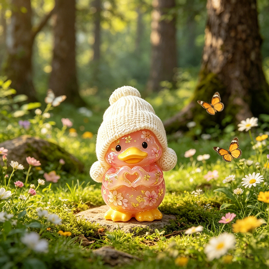 Cute Duck with Hat & Heart Gesture Resin Mold