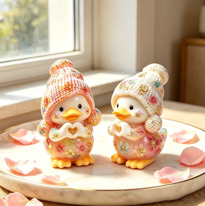 Cute Duck with Hat & Heart Gesture Resin Mold