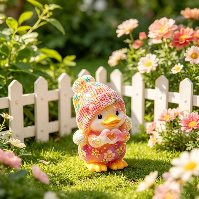 Cute Duck with Hat & Heart Gesture Resin Mold
